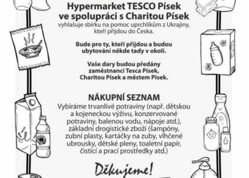 TESCO Písek ve spolupráci s Charitou vyhlašuje sbírku